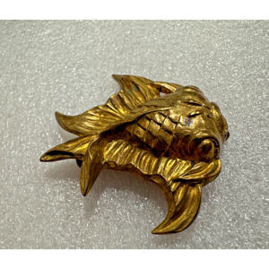 Vintage Arthus Bertrand Fish Brooch Pin AB Signed SuSica Sc. Paris Gold Tone